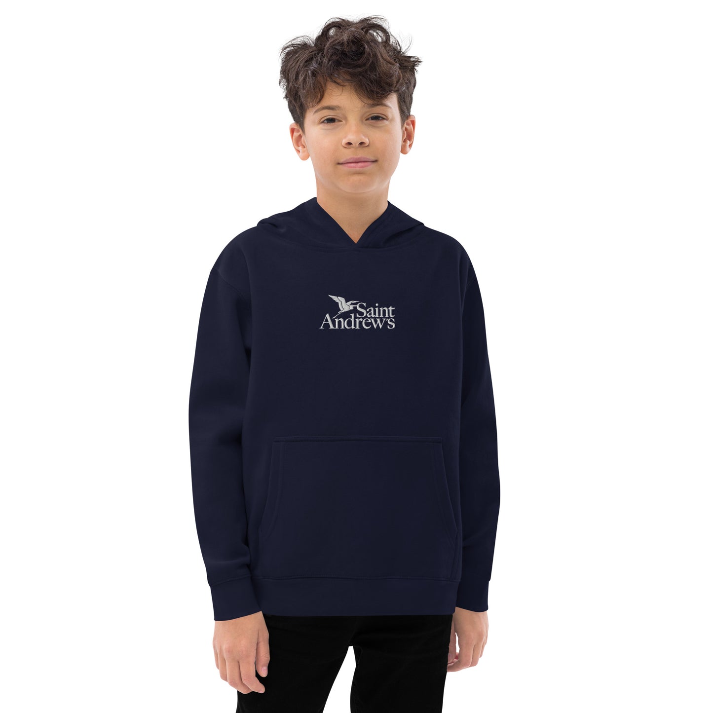 Saint Andrew's - (Youth) Embroidered Fleece Hoodie (Navy)