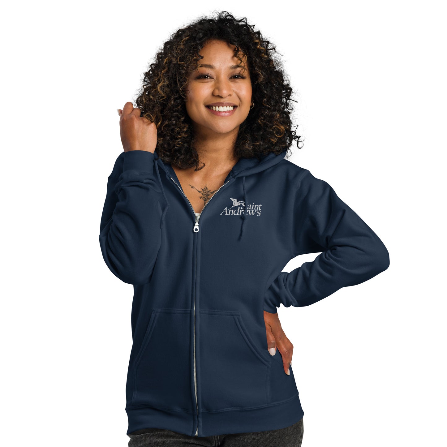 Saint Andrew's - Adult (Unisex) Full Zip Embroidered Sweatshirt (Navy)
