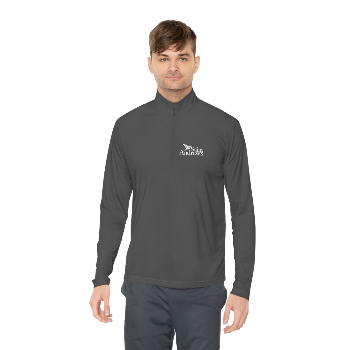 Saint Andrew's - Adult (Unisex) Quarter-Zip Pullover (Grey/Navy)