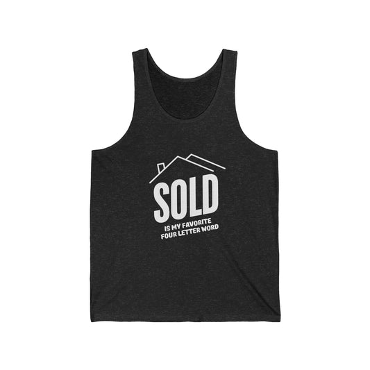 Sold is my favorite four letter word - Unisex Jersey Tank (2 colors)