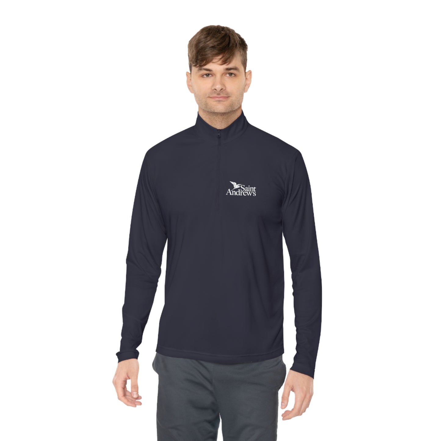 Saint Andrew's - Adult (Unisex) Quarter-Zip Pullover (Grey/Navy)