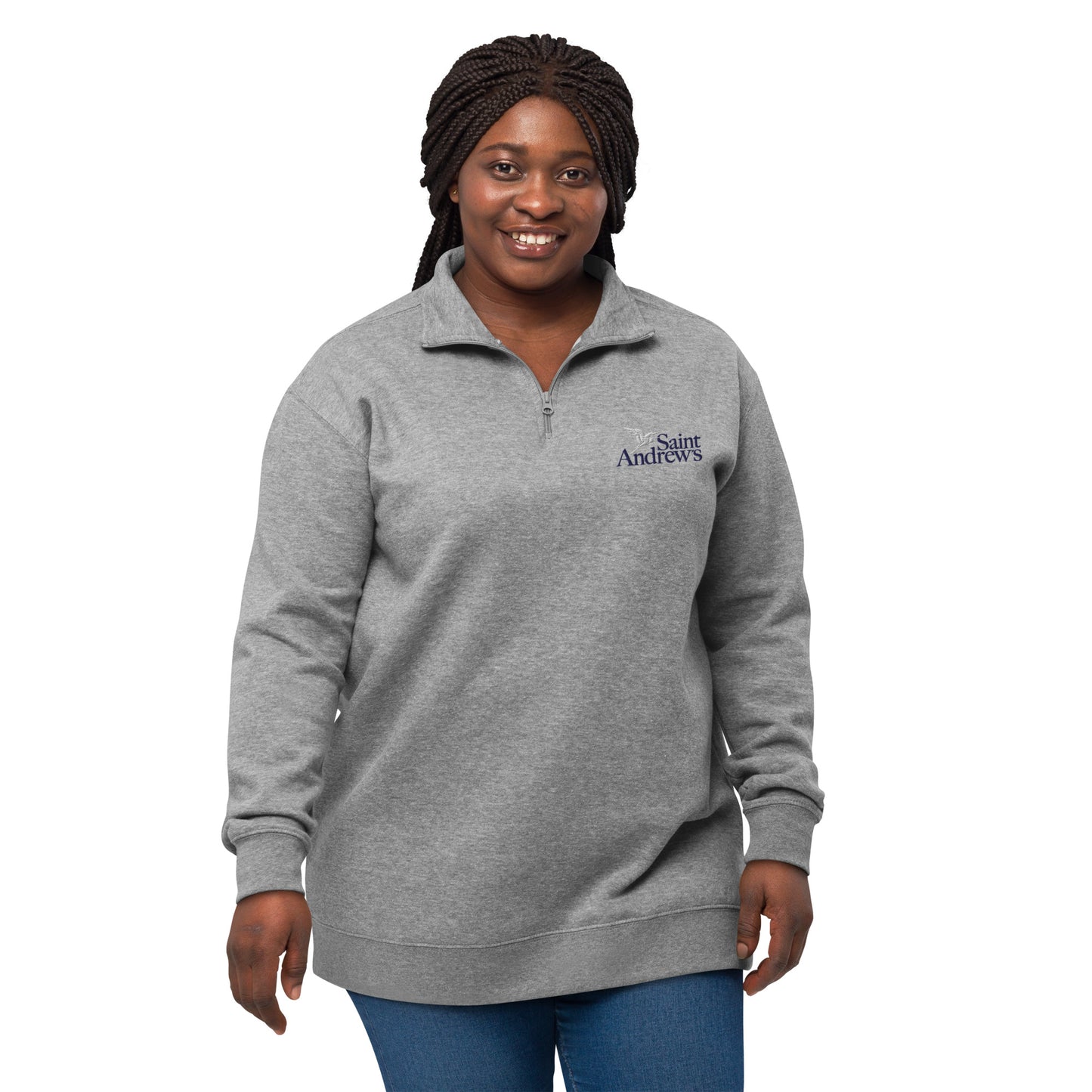 Saint Andrew's - Adult (unisex) embroidered fleece pullover (Grey)