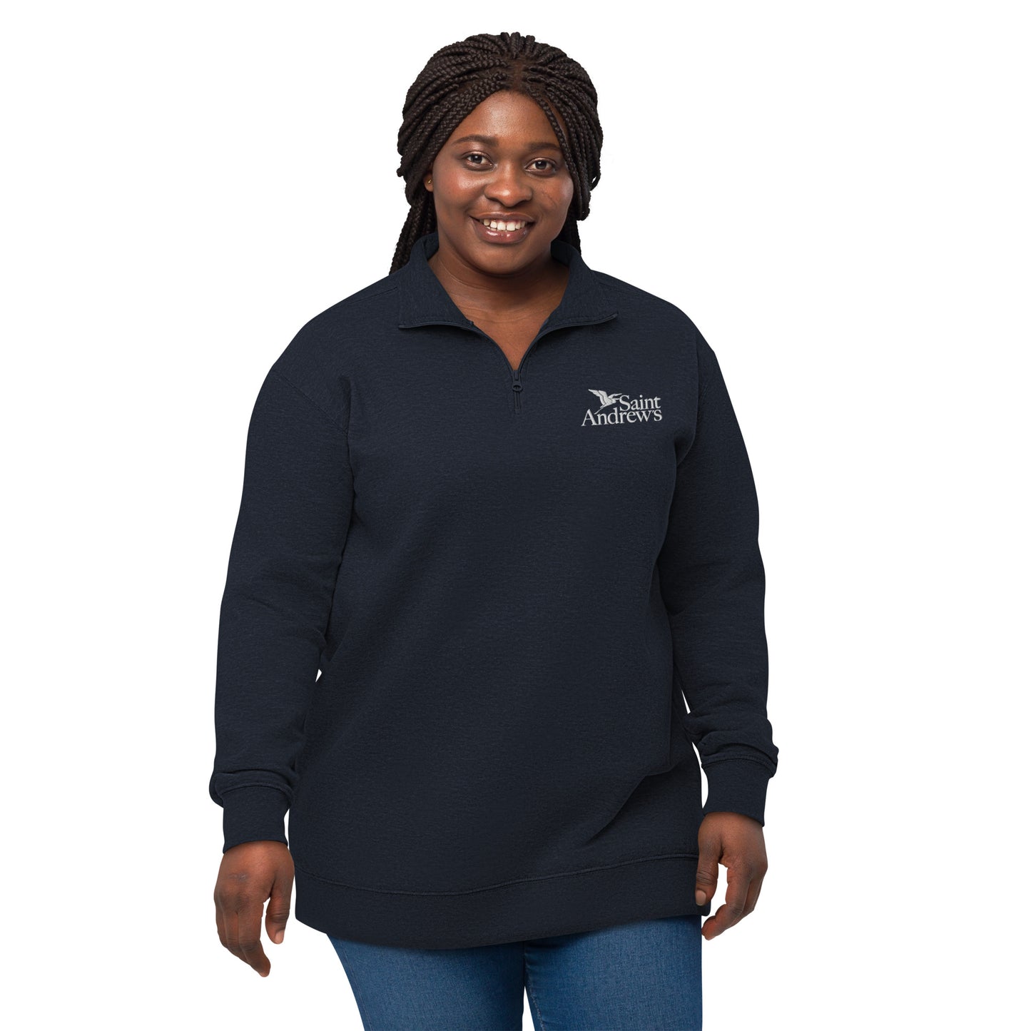 Saint Andrew's - Adult (unisex) embroidered fleece pullover (navy)