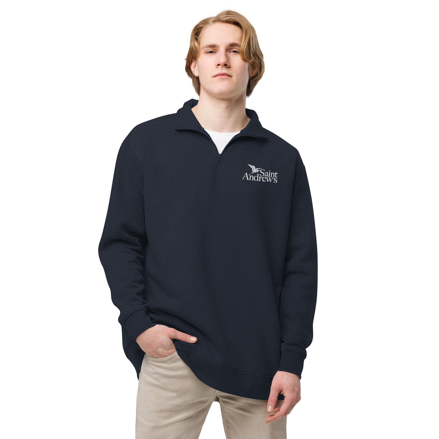 Saint Andrew's - Adult (unisex) embroidered fleece pullover (navy)