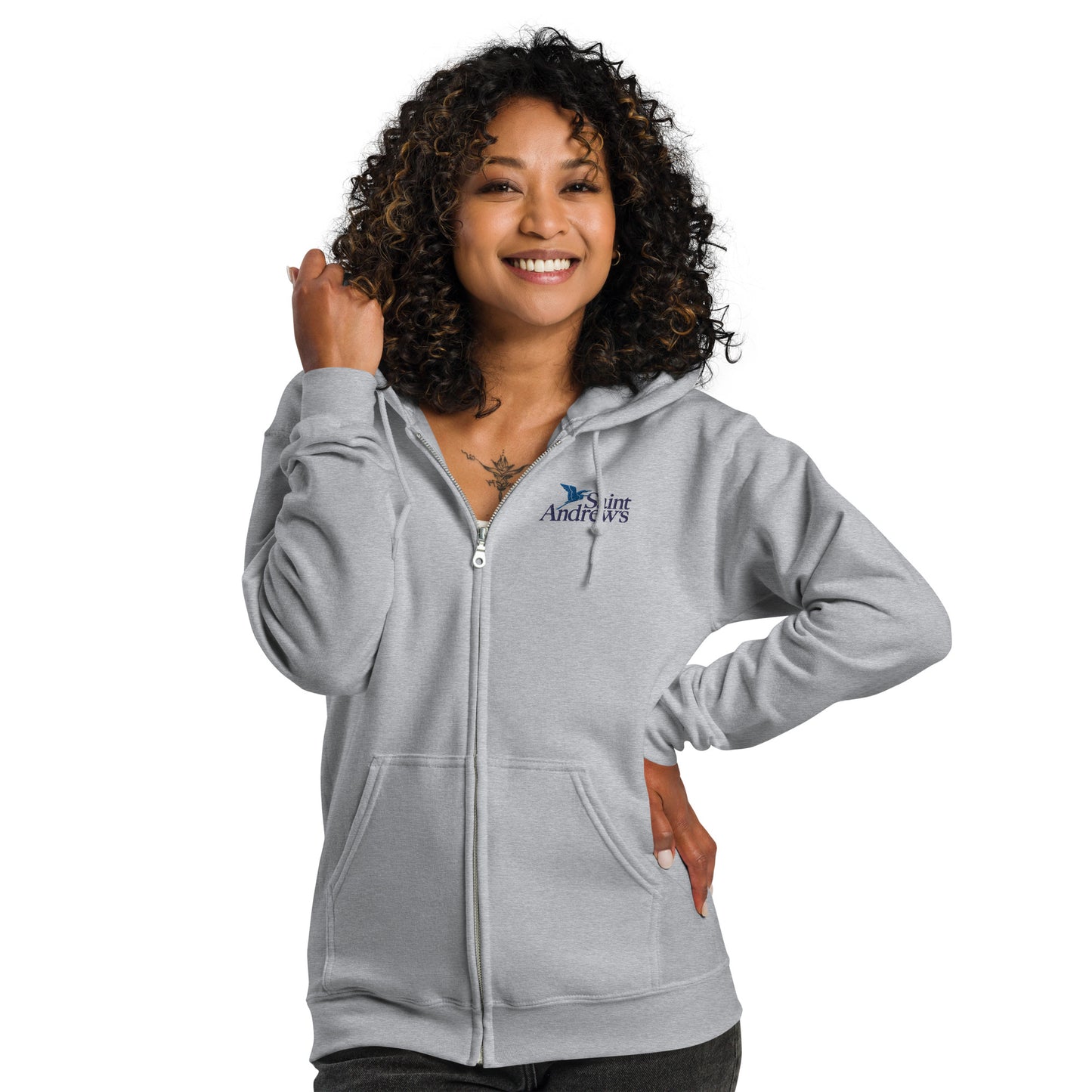 Saint Andrew's - Adult (Unisex) Full Zip Embroidered Sweatshirt (Grey)