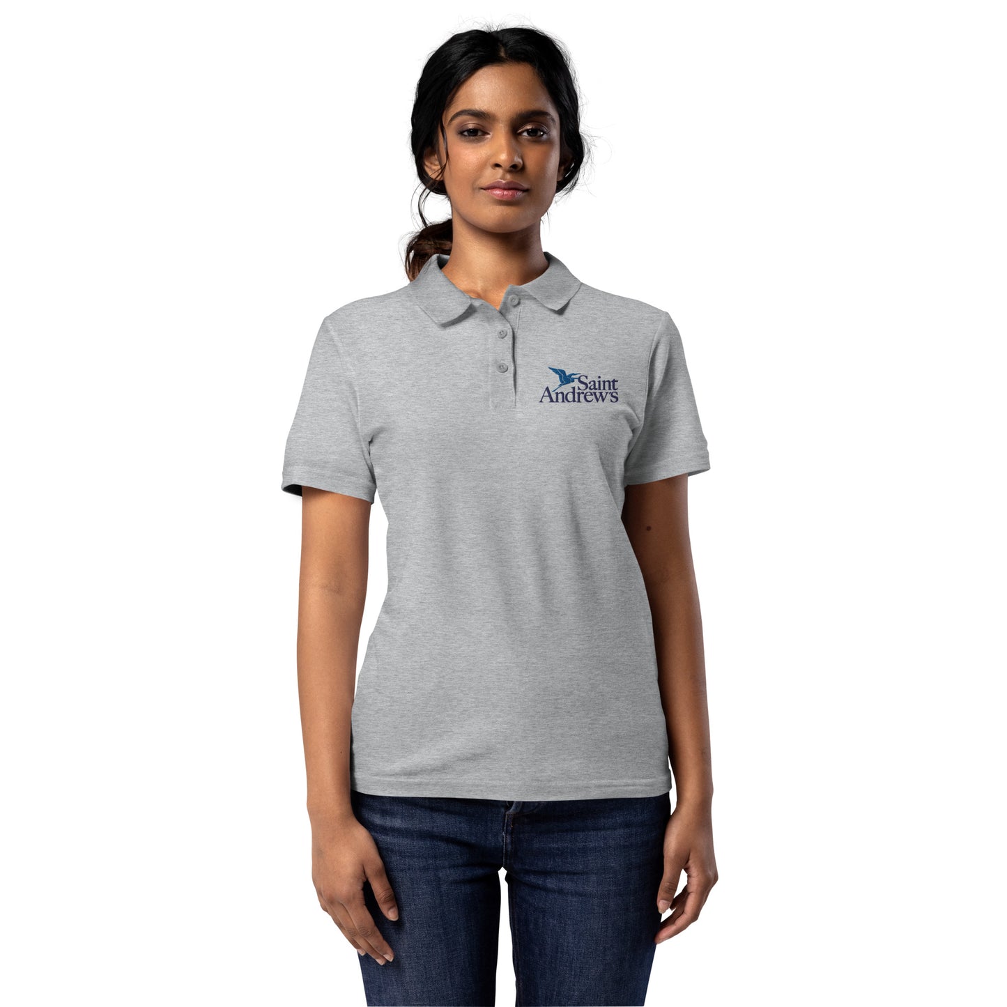 Saint Andrew's - Adult (Women’s) Embroidered Polo (Grey)