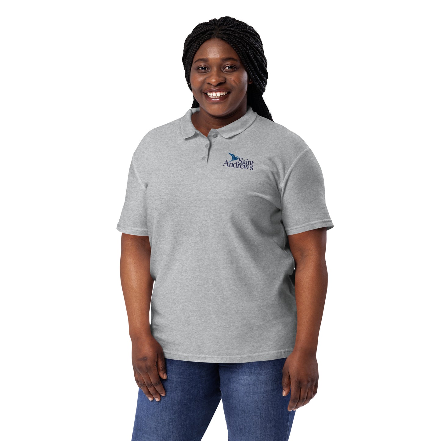 Saint Andrew's - Adult (Women’s) Embroidered Polo (Grey)