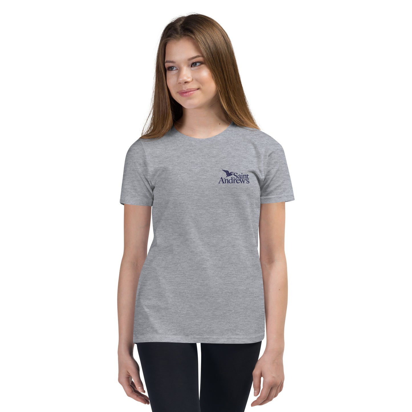 Saint Andrew's - (Youth) Embroidered Short Sleeve Tee (Grey)