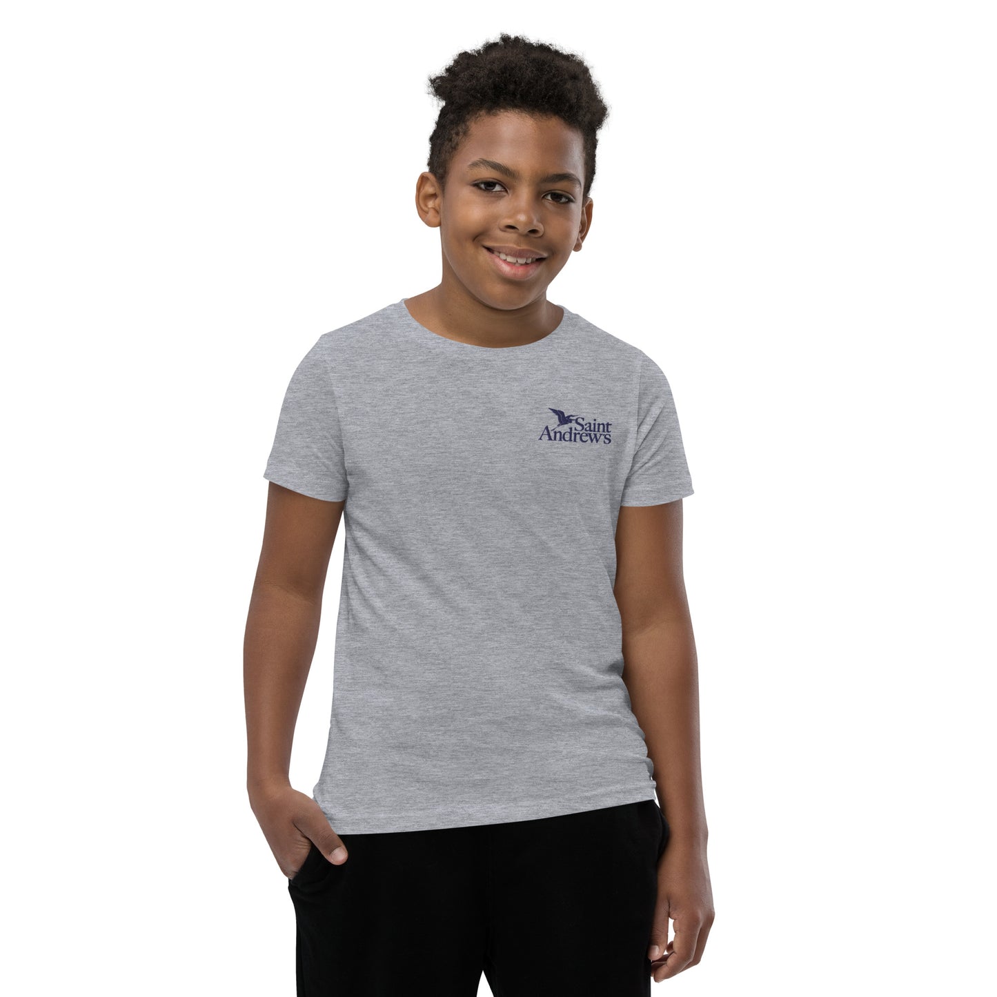 Saint Andrew's - (Youth) Embroidered Short Sleeve Tee (Grey)