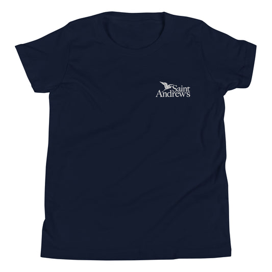 Saint Andrew's - (Youth) Embroidered Short Sleeve Tee (Navy)