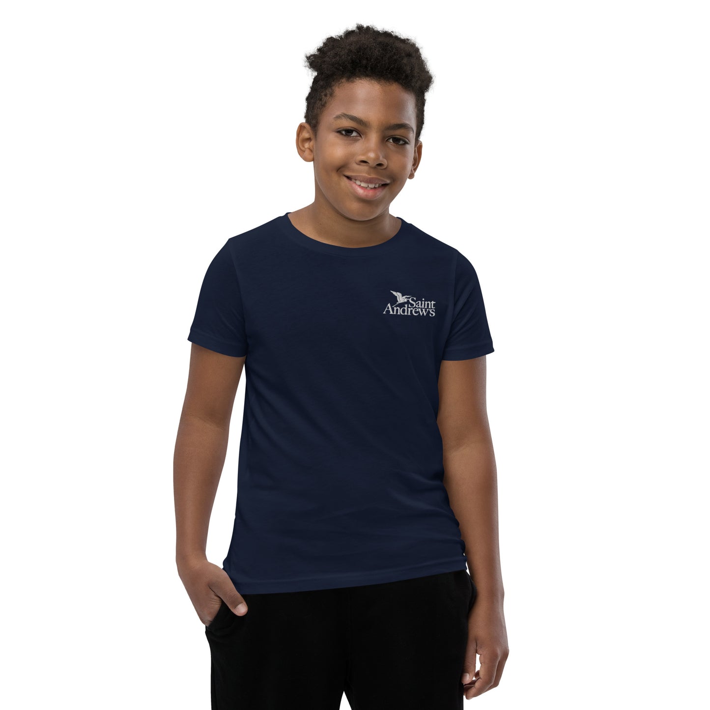 Saint Andrew's - (Youth) Embroidered Short Sleeve Tee (Navy)