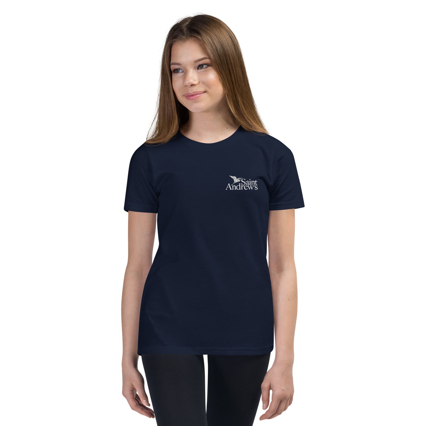 Saint Andrew's - (Youth) Embroidered Short Sleeve Tee (Navy)